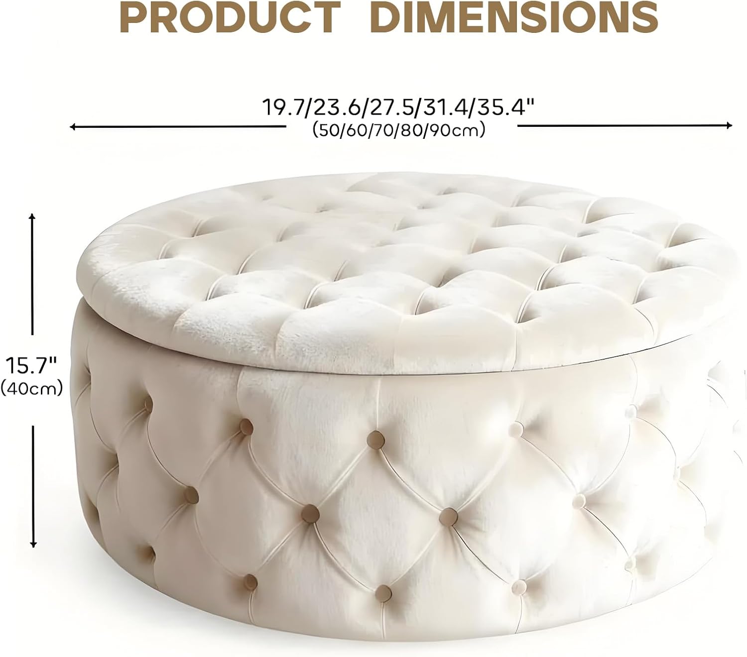 Velvet Tufted Round Storage Foot Stool