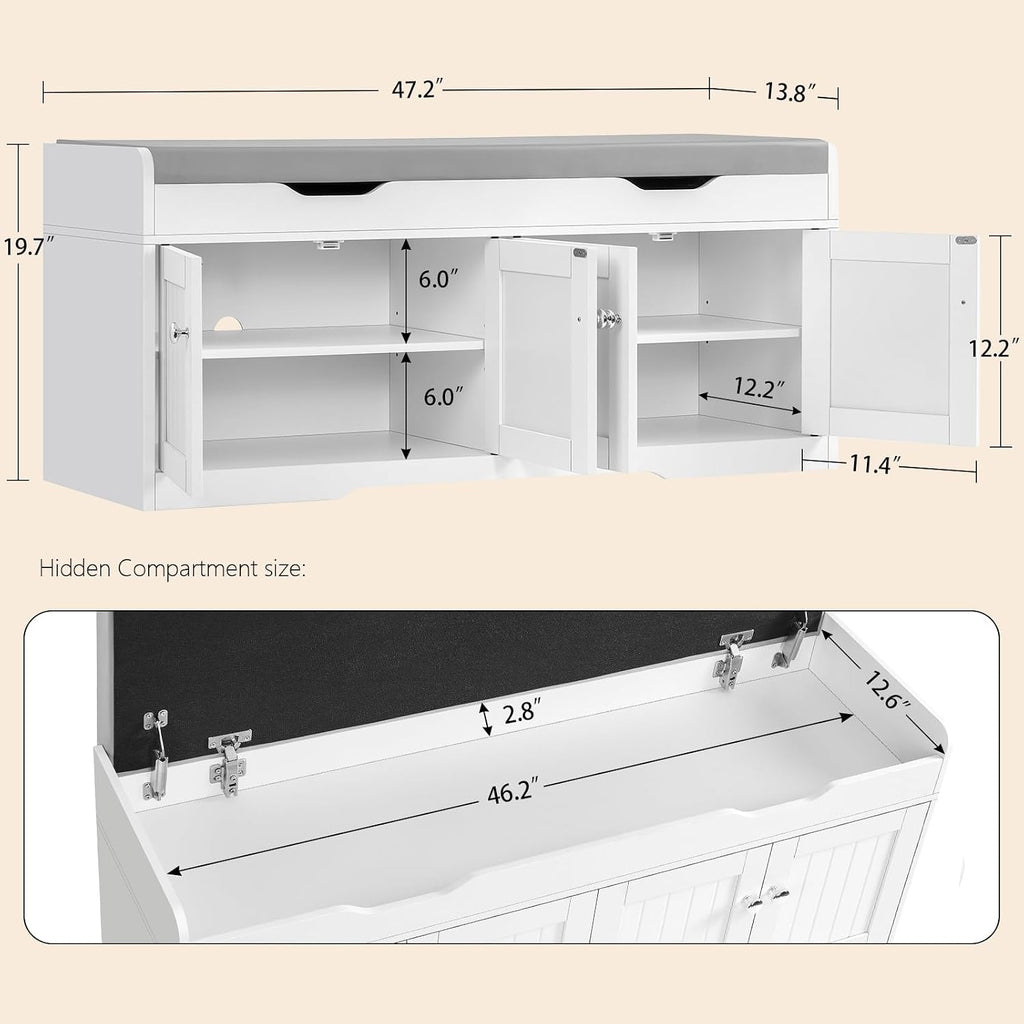 Cushioned Entryway Shoe Storage Bench