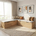 Natural Cushioned L‑Shape Storage Bench