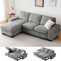 Gray Chenille L‑Shape Storage Sleeper Sofa