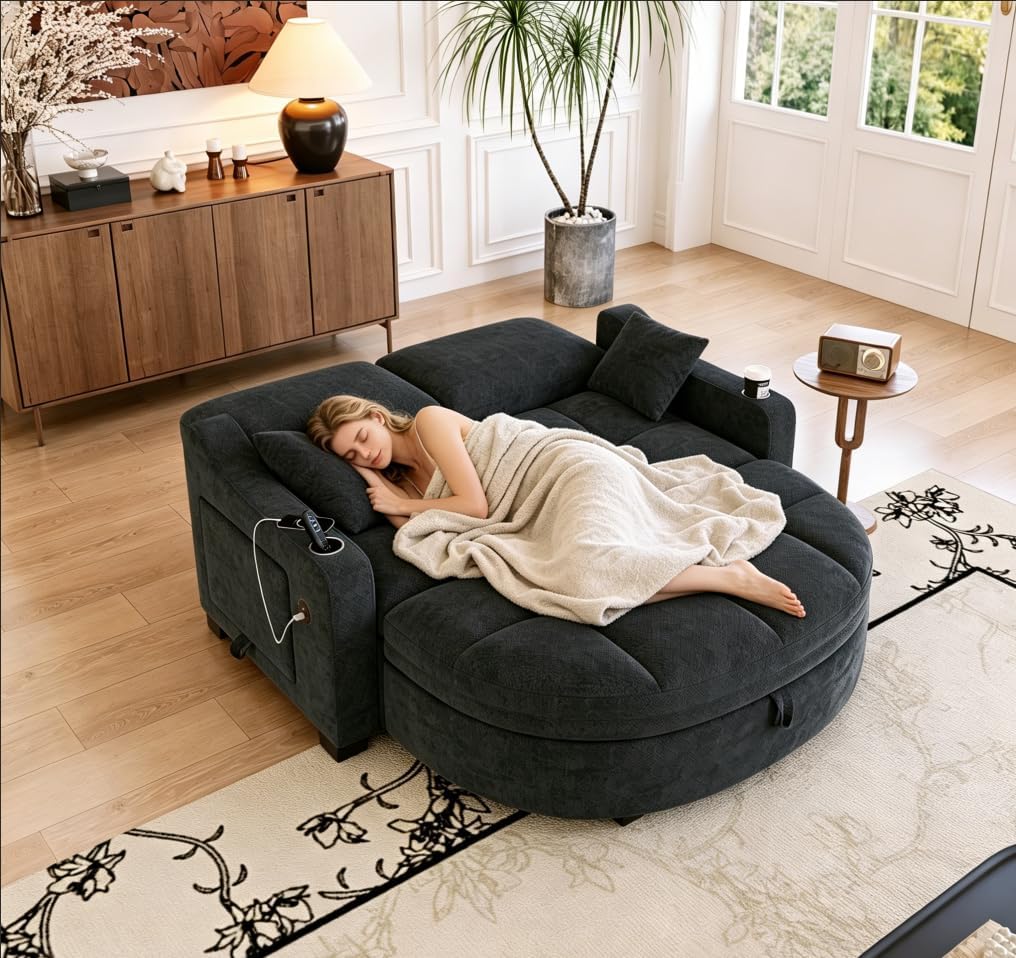Plush Storage Loveseat Sleeper Sofa Bed