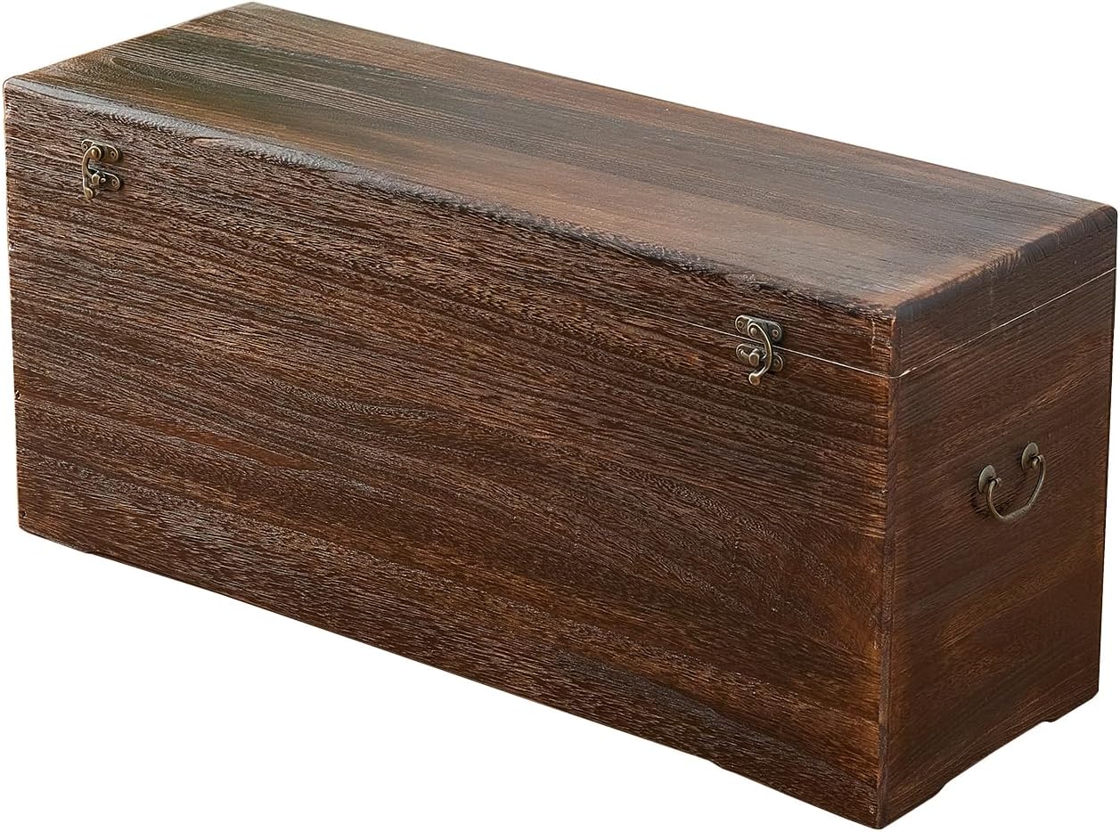 Vintage Brown Wooden Bedroom Storage Chest