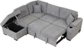 Gray L‑Shape Storage Sleeper Sectional Sofa