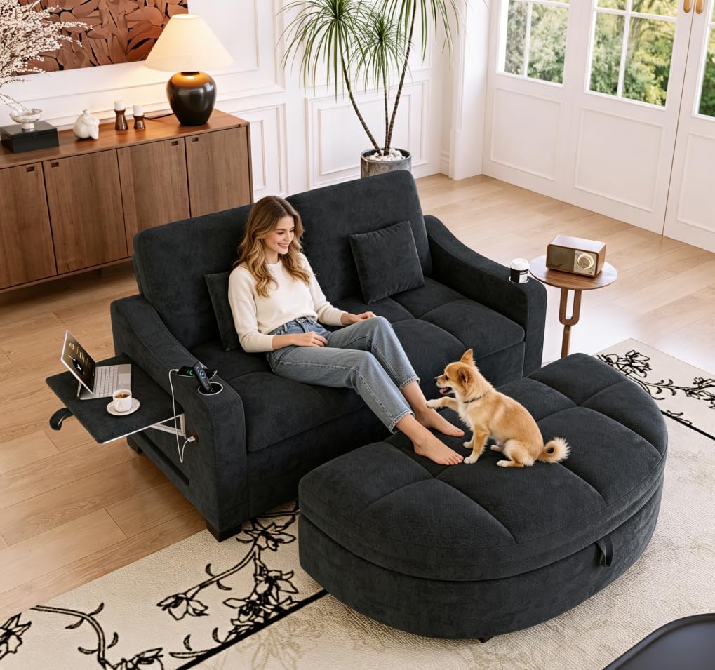 Plush Storage Loveseat Sleeper Sofa Bed