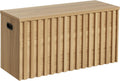 Natural Fluted Wooden Storage Bench Chest