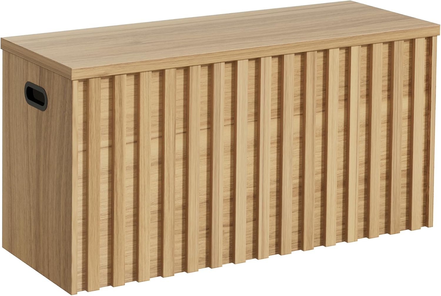 Natural Fluted Wooden Storage Bench Chest