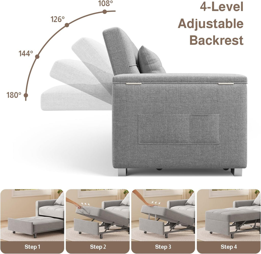 Light Gray Convertible Storage Sofa Bed