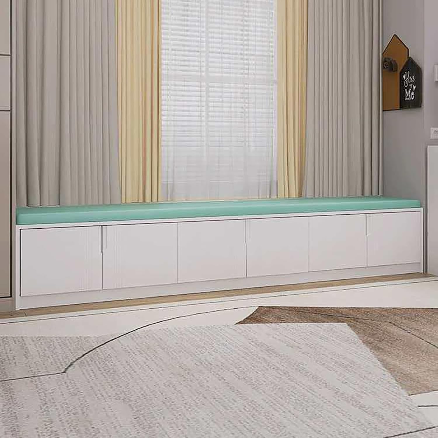 Cushioned Window Storage Bench Cabinet