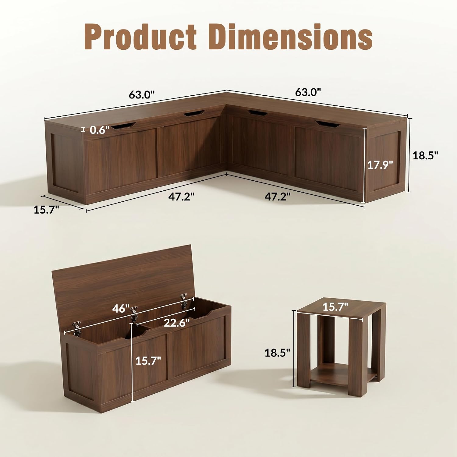 L‑Shaped Breakfast Nook Storage Bench