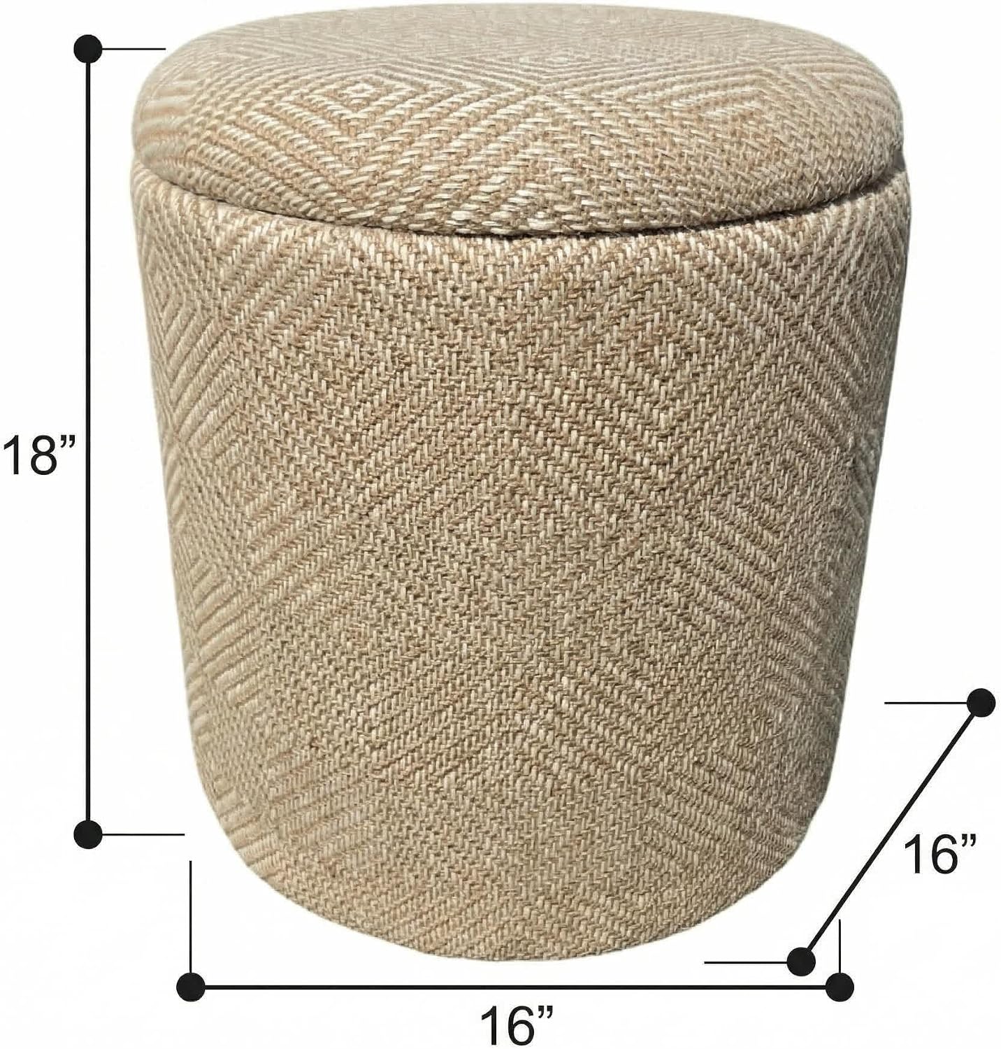 Natural Round Woven Storage Pouf Stool