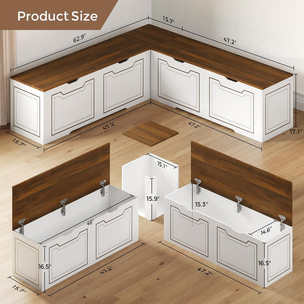 L‑Shaped Flip‑Top Corner Storage Bench