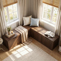 Farmhouse Corner Storage Dining Bench