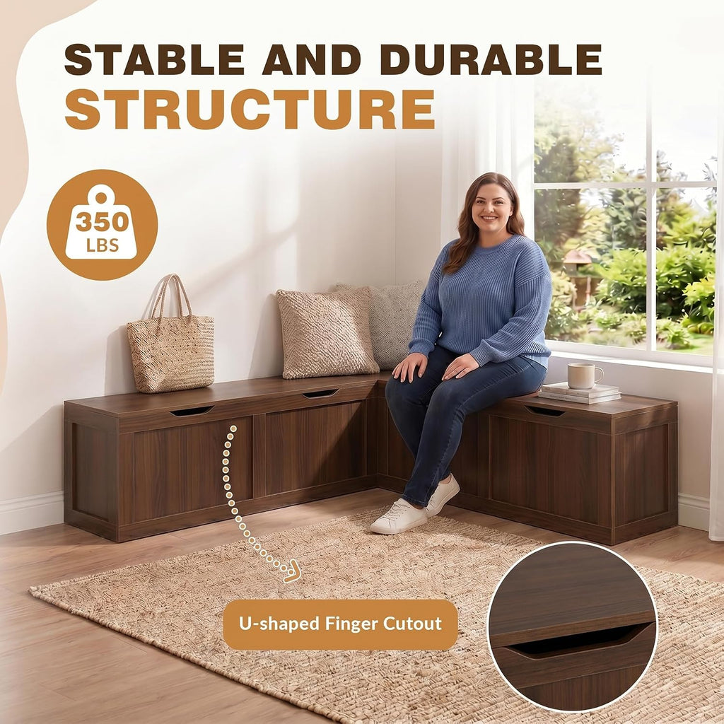 Farmhouse Corner Storage Dining Bench