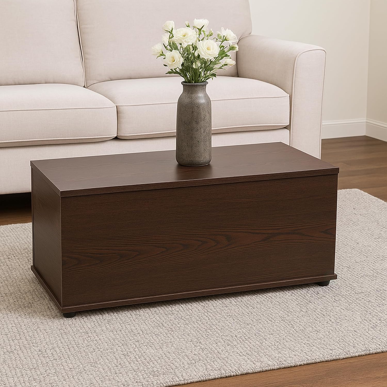 Brown Wooden Bedroom Storage Chest Bench