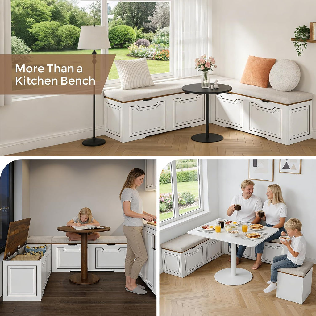 L‑Shaped Flip‑Top Corner Storage Bench
