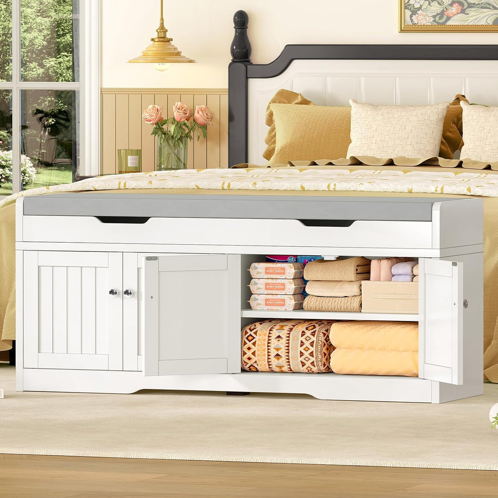 Cushioned Entryway Shoe Storage Bench