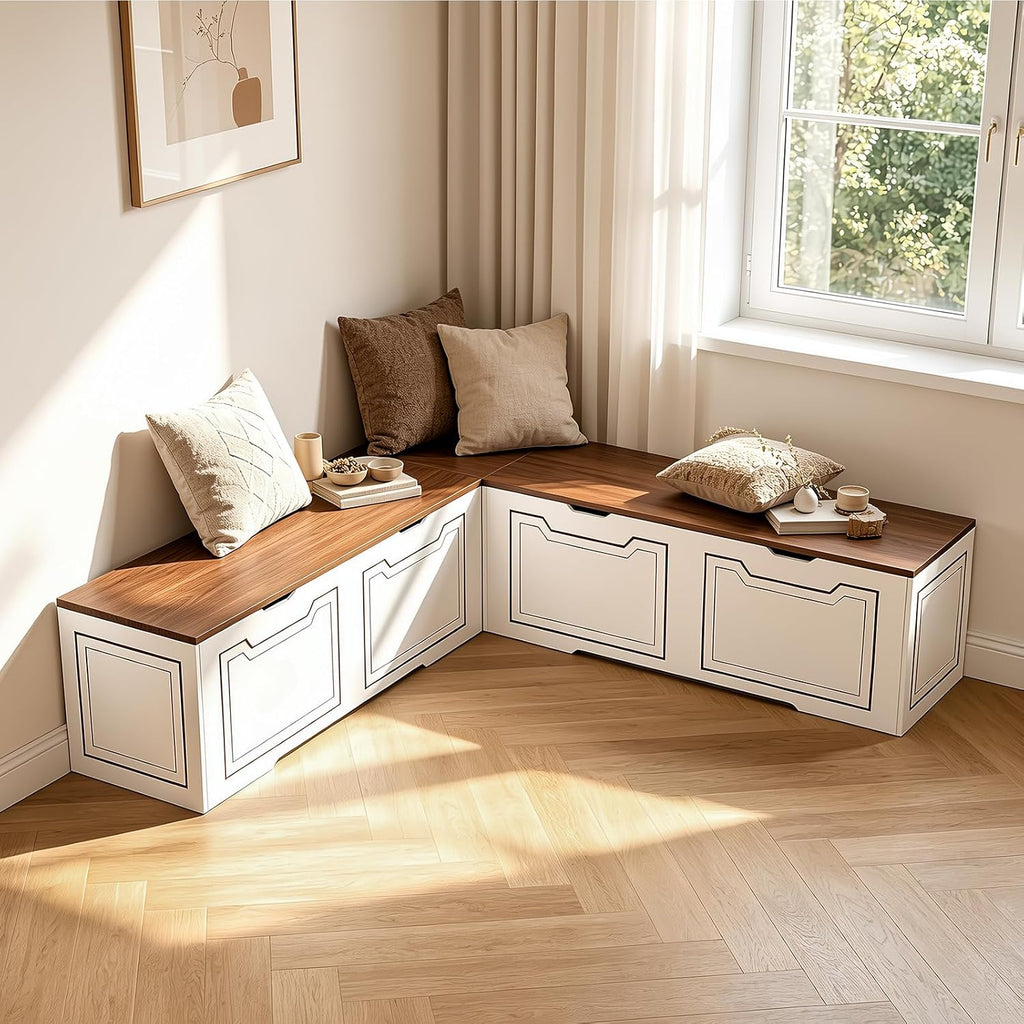 L‑Shaped Flip‑Top Corner Storage Bench