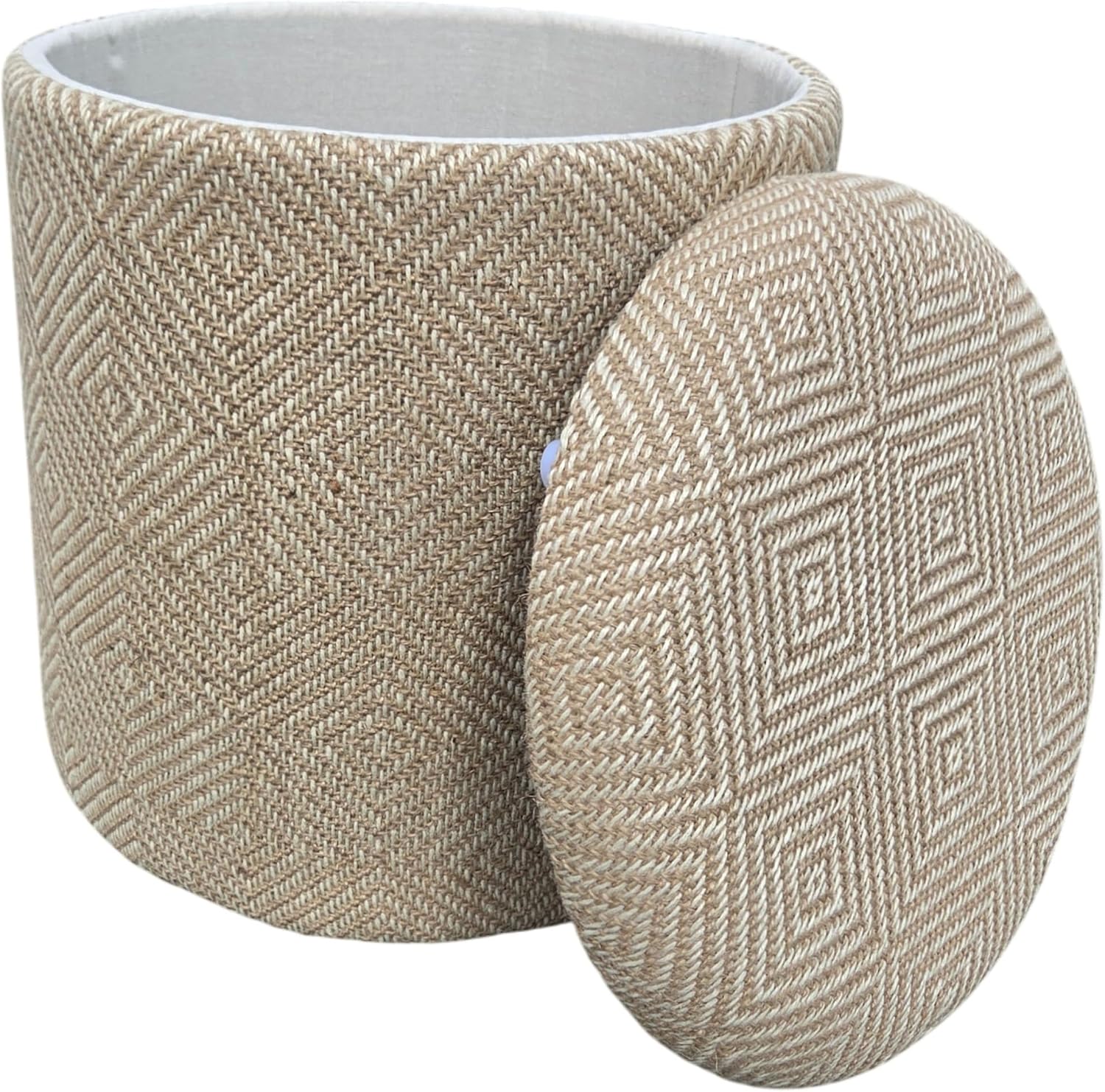 Natural Round Woven Storage Pouf Stool