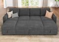 Dark Grey Corduroy U‑Shape Sleeper Sofa
