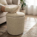Natural Round Woven Storage Pouf Stool