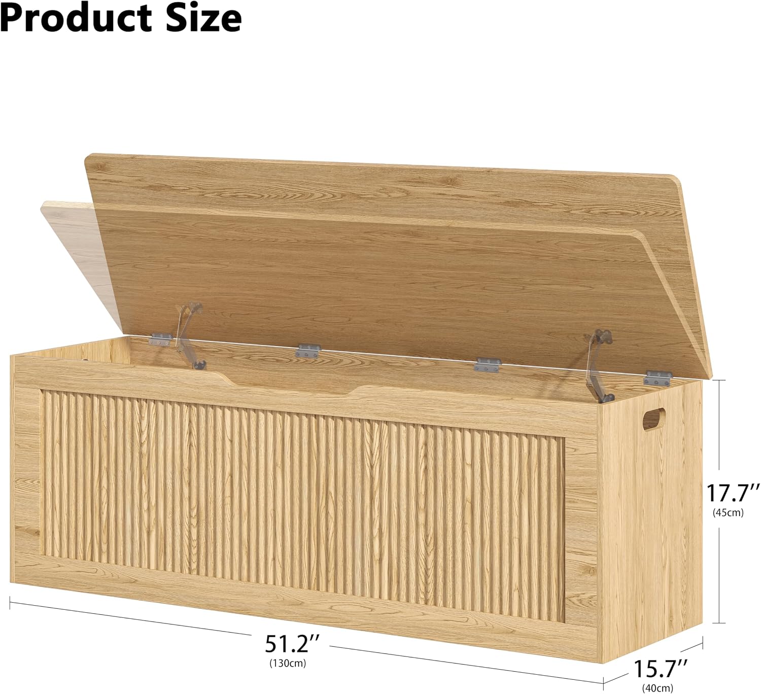 Oak Fluted Wooden Storage Chest Trunk