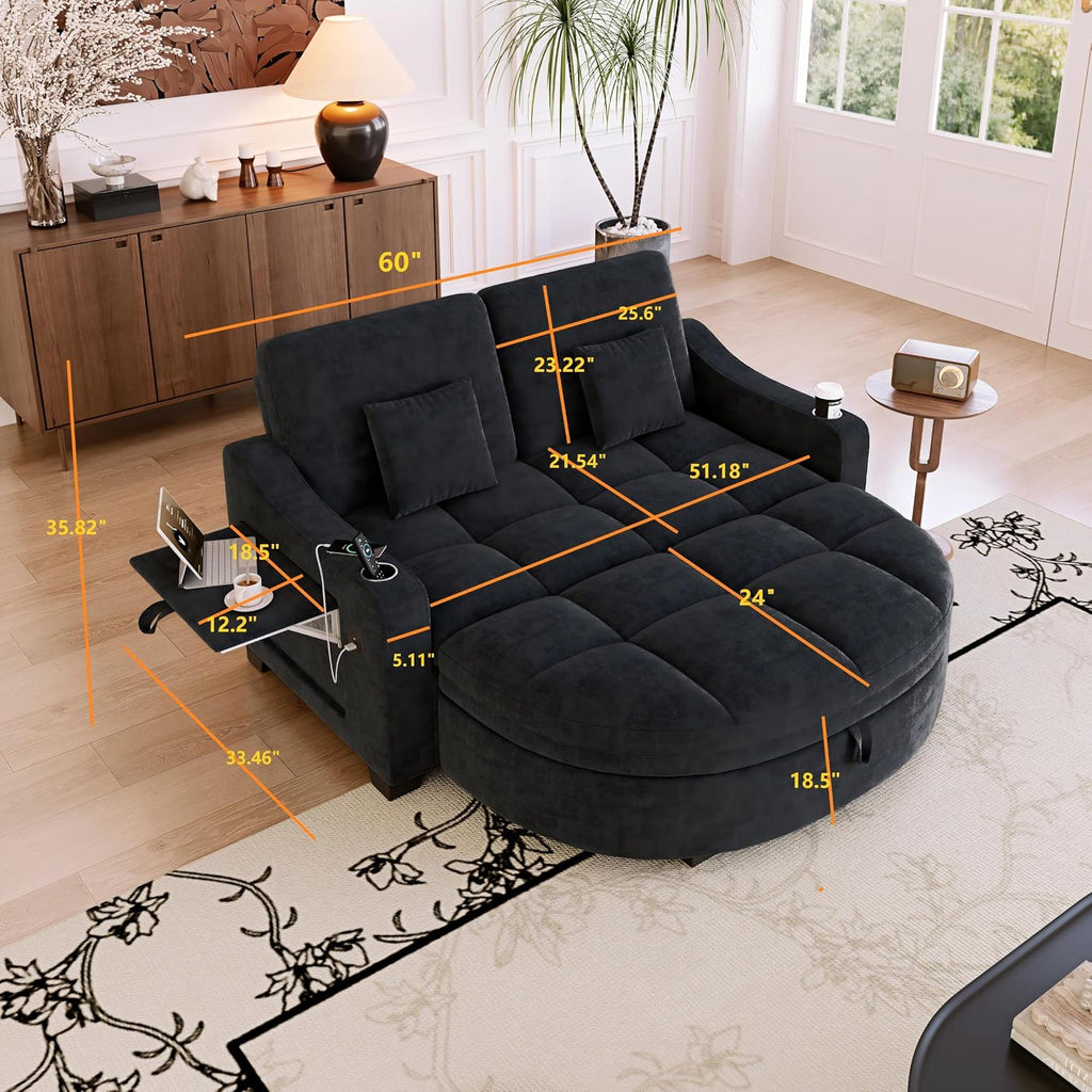 Plush Storage Loveseat Sleeper Sofa Bed