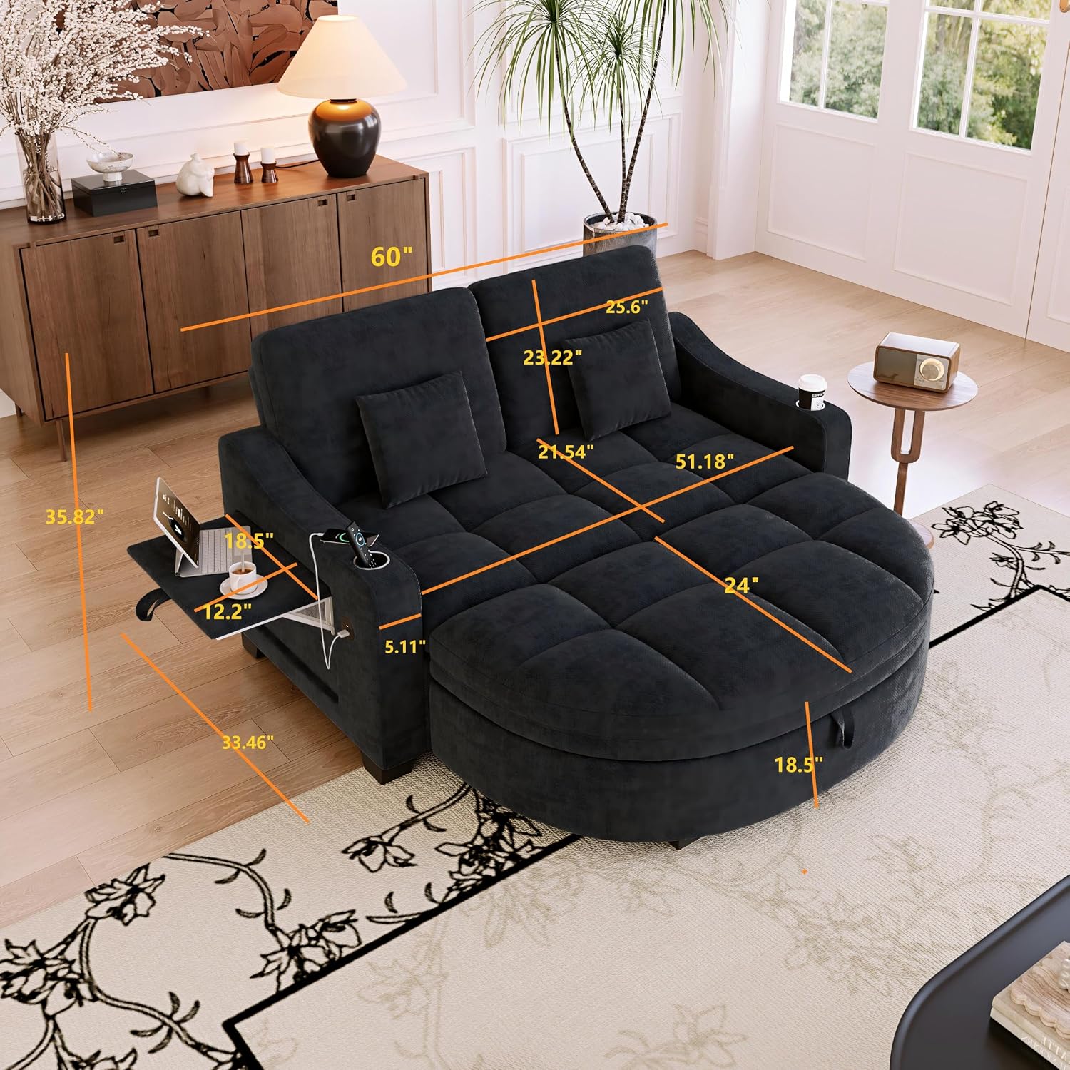 Plush Storage Loveseat Sleeper Sofa Bed