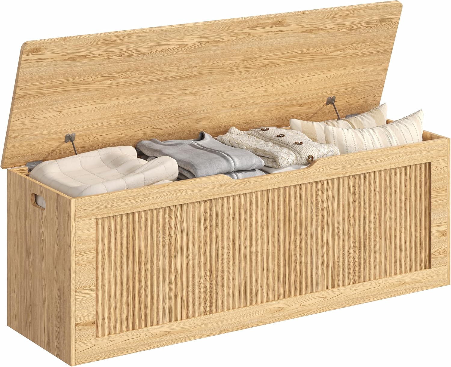 Oak Fluted Wooden Storage Chest Trunk