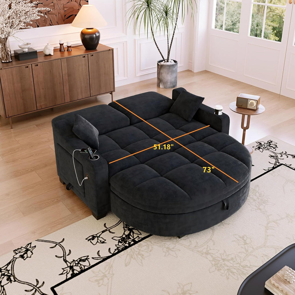 Plush Storage Loveseat Sleeper Sofa Bed