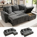 Grey Chenille L‑Shape Storage Sleeper Sofa